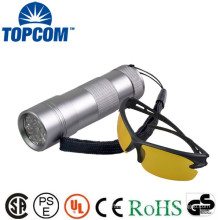 Factory Price 365nm to 400nm 12 LED Aluminum Ultraviolet Black Light UV Flashlight